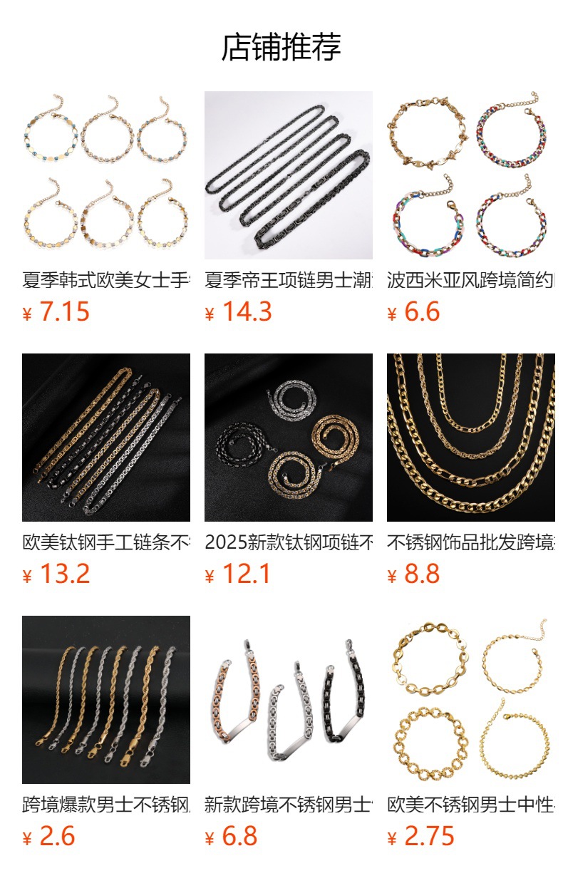 古巴圆磨不锈钢肖邦链条男士潮流钛钢配链外贸厂家货源饰品配件详情1