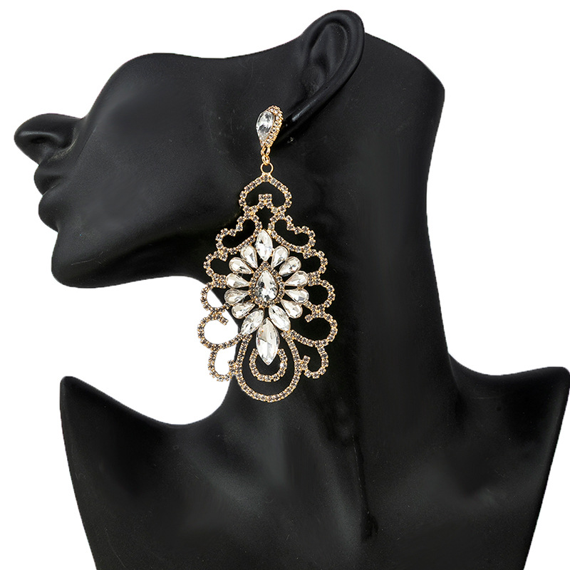 European and American style earrings with a sense of design, hollowed-out rhinestone earrings, luxurious and exquisite diamond-encrusted earrings, versatile earrings for brides, wedding parties and banquets pic 6