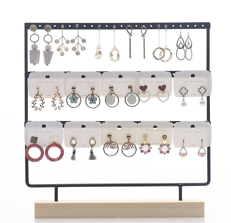 实木铁艺耳环架家用耳饰收纳首饰架挂耳钉卡纸陈列道具饰品展示架详情18