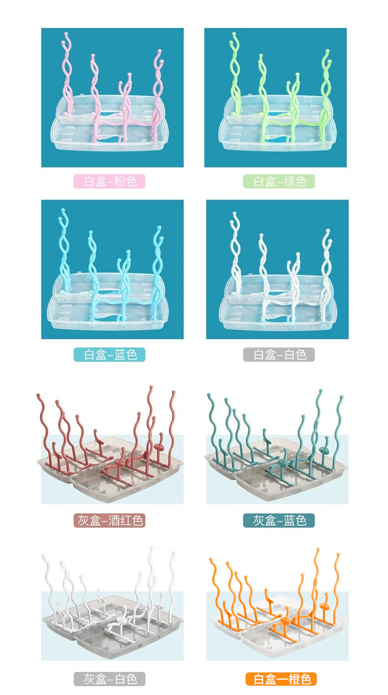 防尘带盖奶瓶架晾干架多功能折叠沥水架奶嘴滤水架收纳盒装旅行款详情5