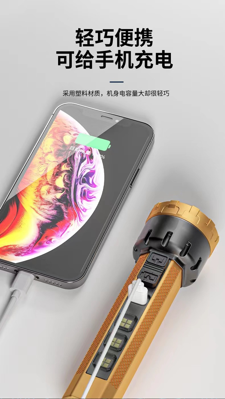 High-brightness focused long-range illumination flashlight, portable and rechargeable LED flashlight for daily patrol pic 3