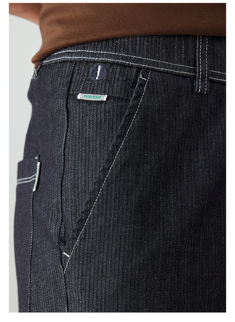 WOOG2005辑明线黑色水洗牛仔裤男2025夏季新款百搭抽绳直筒长裤子详情13