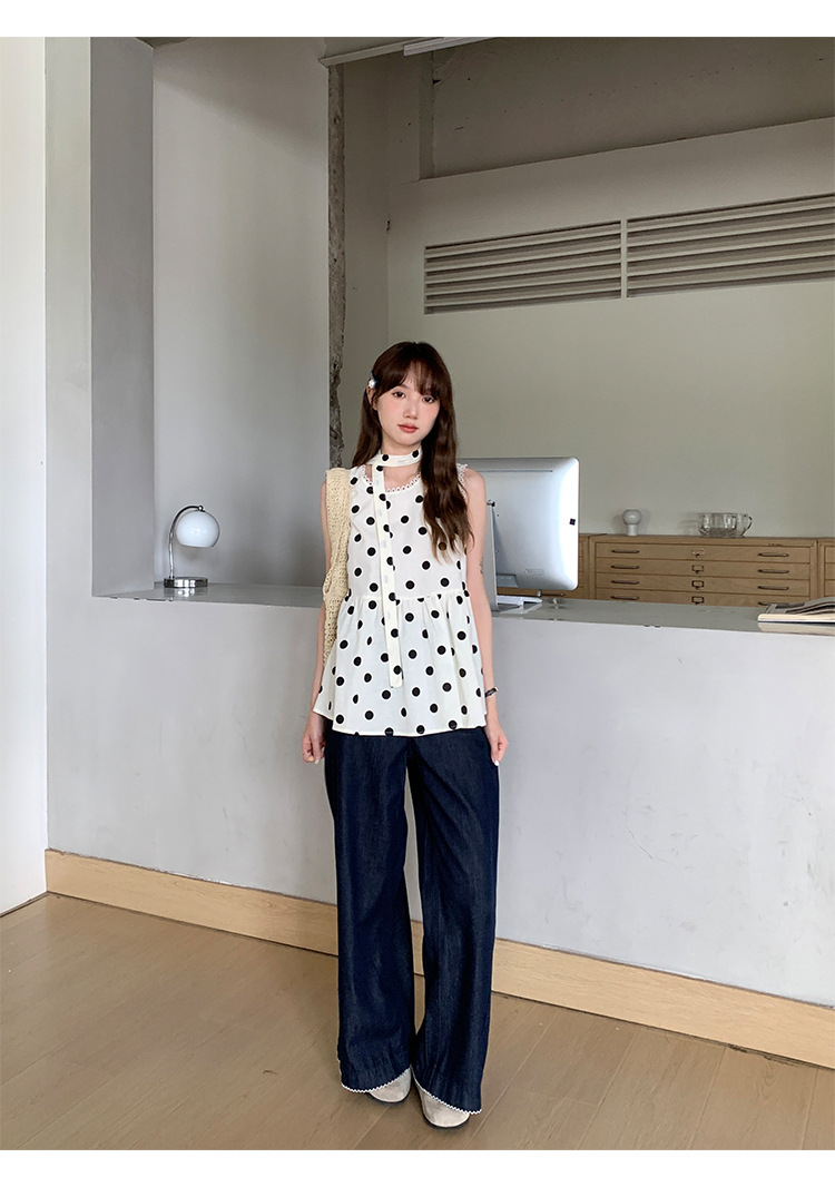 陆小团团复古花边直筒薄牛仔裤2025夏季新款显瘦阔腿小个子裤子女详情44