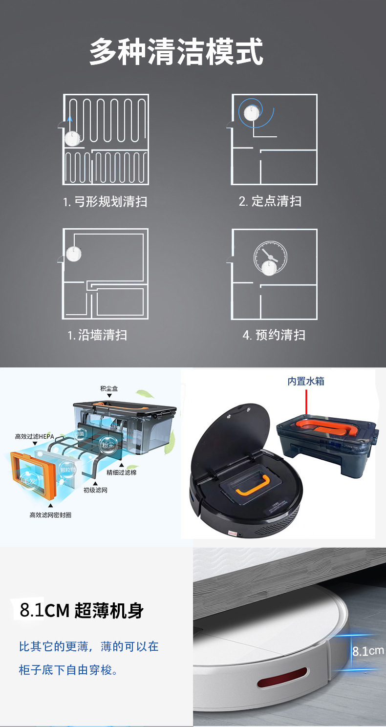 Intelligent sweeping robot, household automatic recharging, voice-controlled sweeping, suction and mopping all-in-one vacuum cleaner, lazy person cleaning machine pic 14