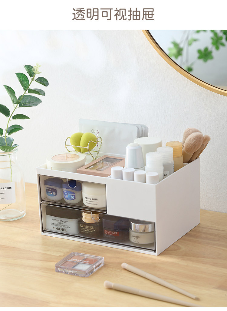 Aiyuhui escritorio caja de almacenamiento cosmético anti-polvo acrílico cajón multi-ge escritorio estudiante smiscellany organizer caja pic 16
