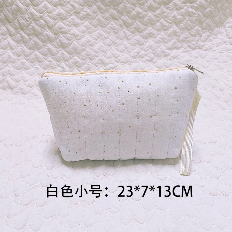 跨境新款两件套字母化妆包时尚清新收纳袋绗缝条纹洗漱包旅行包包详情12