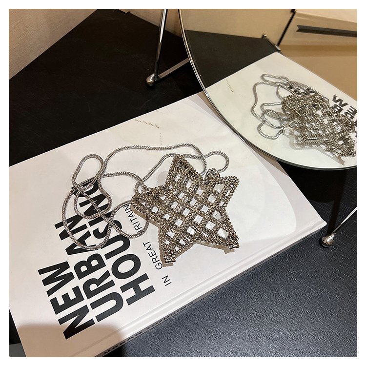 跨境2024夏新款小香风镂空金属星星包晚宴包单肩斜挎气质链条女包详情37