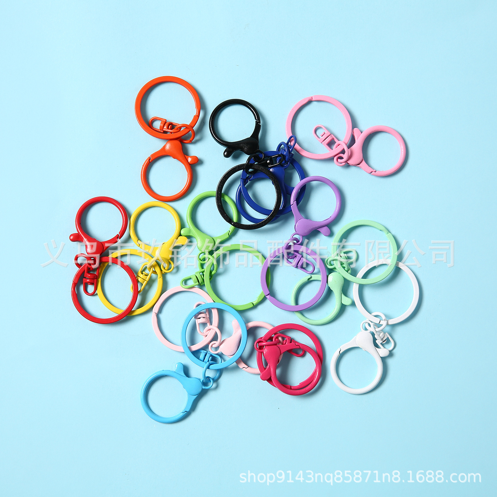 跨境新品混合色喷漆锌合金钥匙扣DIY饰品手工配件钥匙圈彩色匙链详情5