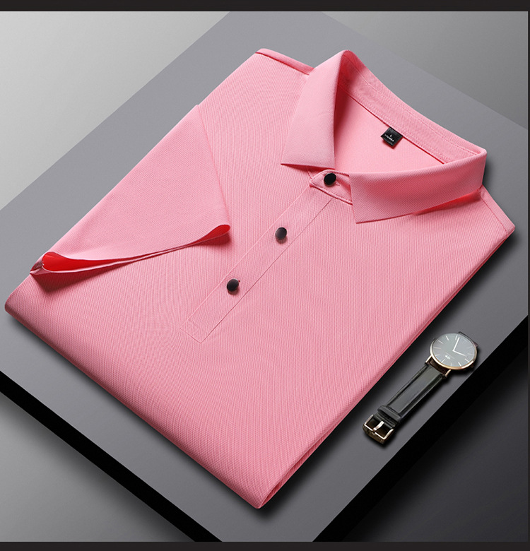 夏季商务休闲男装冰丝无痕polo衫 男士弹力免烫薄款短袖翻领t恤衫详情19