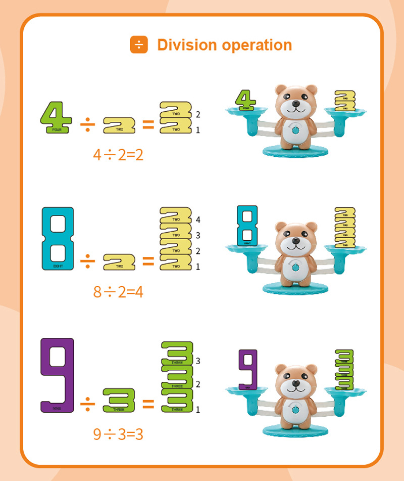 Best-selling bear high-height digital balance, digital enlightenment Little Monkey early education balance, baby enlightenment game, balance to play pic 8