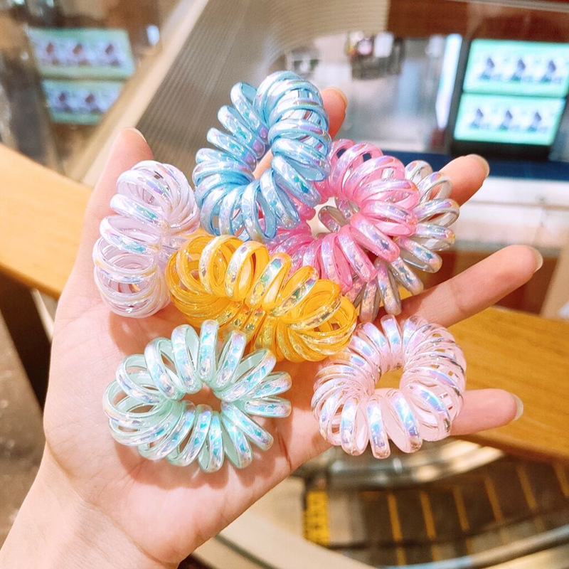 Laser Mermaid Girl telephone line hair tie for women, Korean, simple and basic, versatile hair band, seamless leather cover hair accessory pic 20