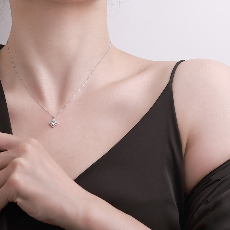 S925 All-silver Swan Kiss Heart Necklace for Women, 26 new style gourd pendant love bouquet necklace pic 33