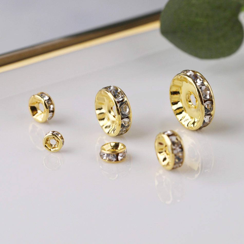 金色直边钻圈 串珠diy配饰材料 隔珠彩色手链镶钻银色隔片 车轮钻详情9