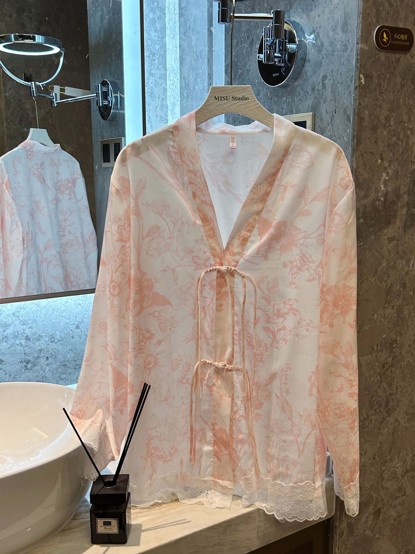 国潮Yase【宫廷风林】国潮睡衣女冰丝花卉新中式盘扣春秋季长袖家居服详情22