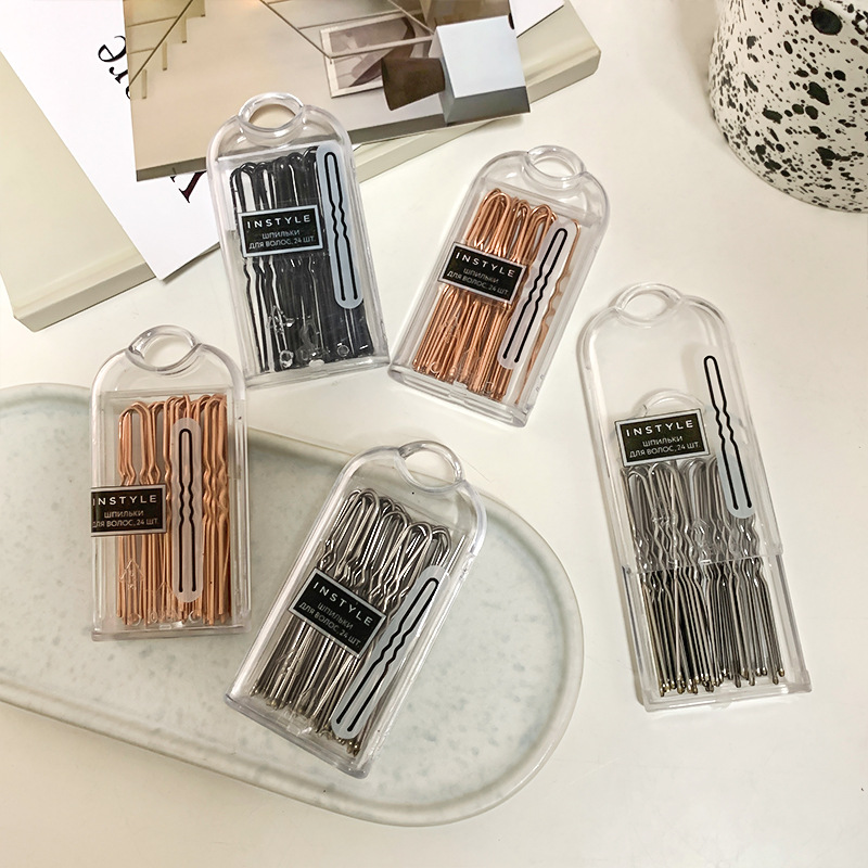 新款U形夹一字夹盘发头饰扎头发丸子头花苞头发饰后脑勺插梳神器详情8