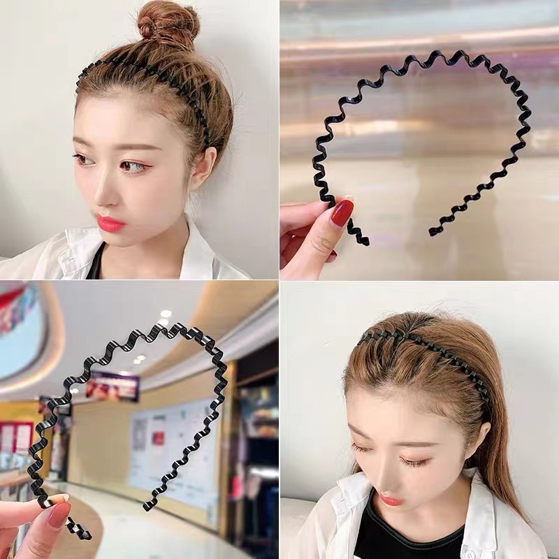 日韩男女发箍背头运动黑色波浪铁头箍钢丝弹簧头扣2元店货源头饰详情1