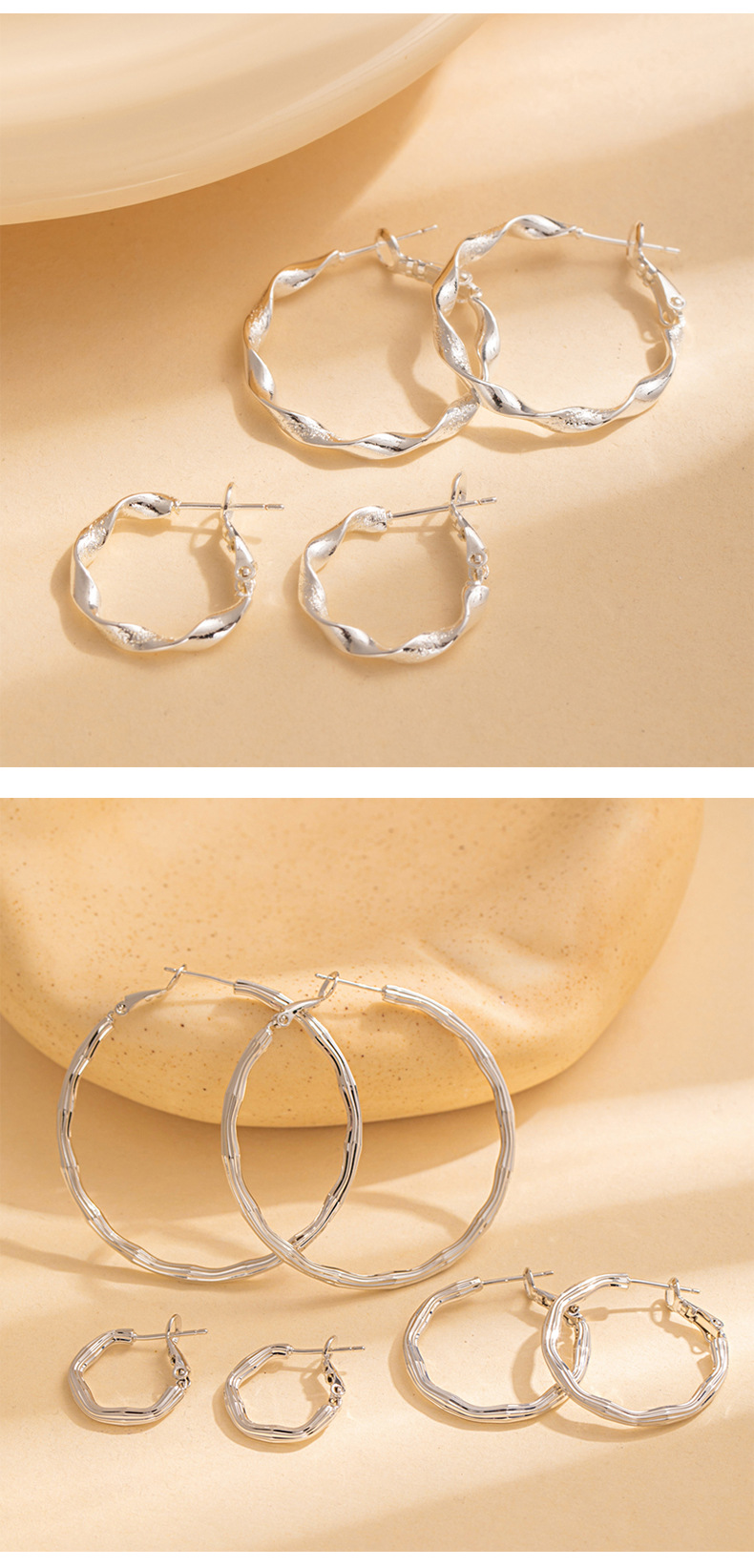 Sweet and cool style fashionable commuting large circle thin ear ring, niche design sense exaggerated earrings 925 silver needle plain ring earrings pic 78