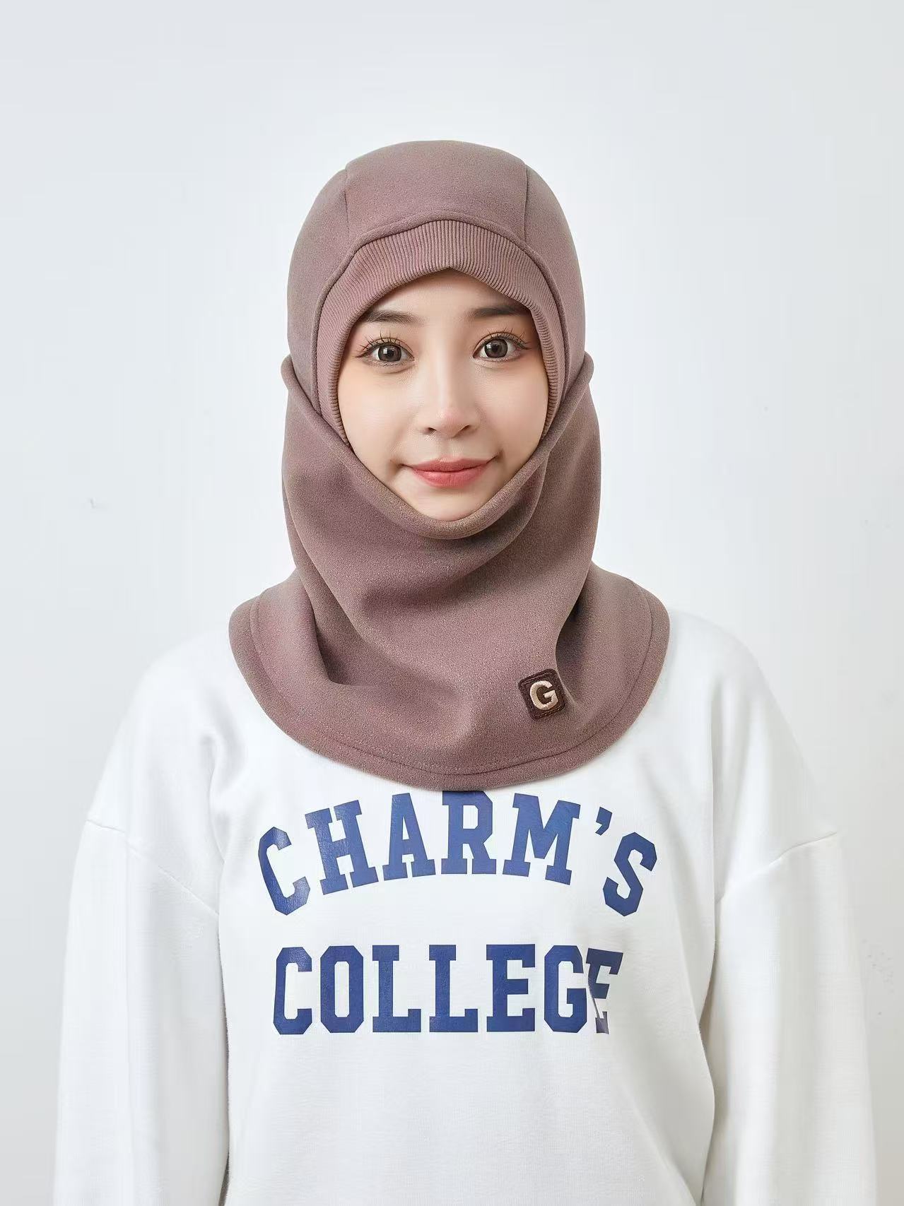 秋冬新款女加绒加厚套头帽防寒面罩户外骑行滑雪护脸围脖一体帽子详情4