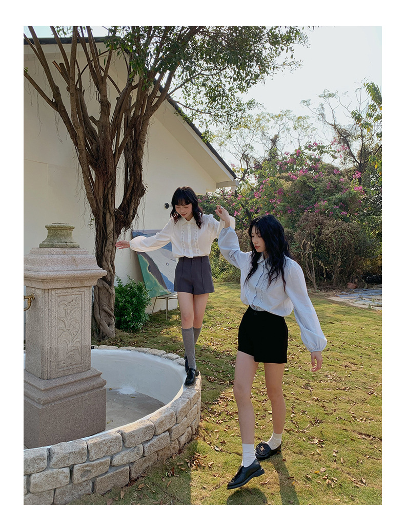 【候麦的春天】歌铭法式娃娃领衬衫春季新款复古蕾丝上衣女Y1122F详情26
