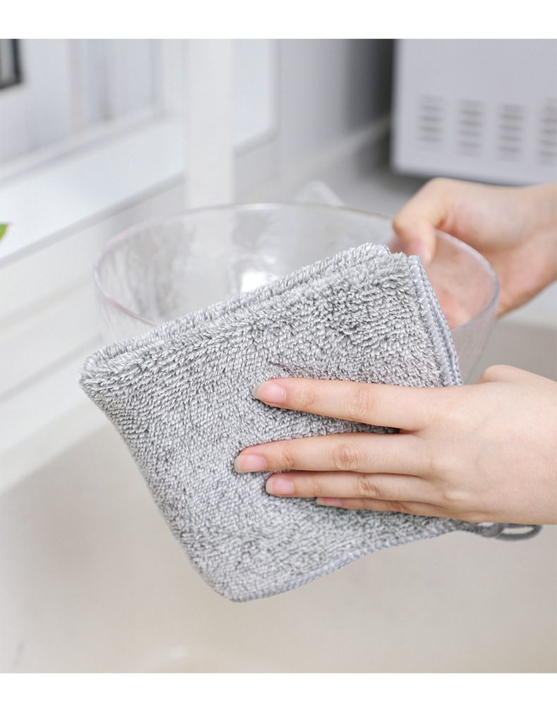 Thickened bamboo charcoal fiber absorbent cloth does not shed fibers and does not stick to oil. Kitchen cleaning bamboo fiber oil-removing dishcloth for household use pic 14