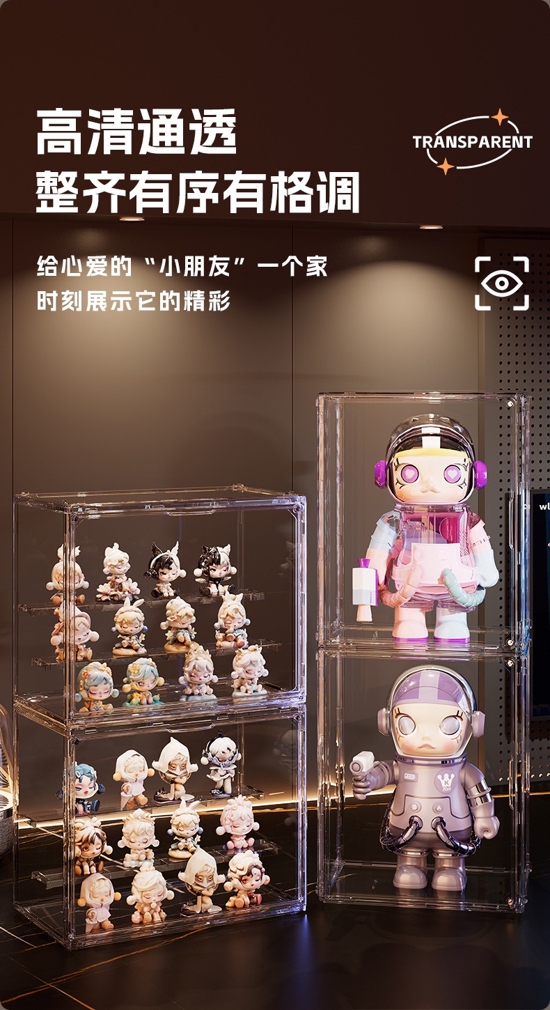 单体展示盒套装盲盒手办彩色收纳防尘展示手办透明防尘收纳盒严选详情3