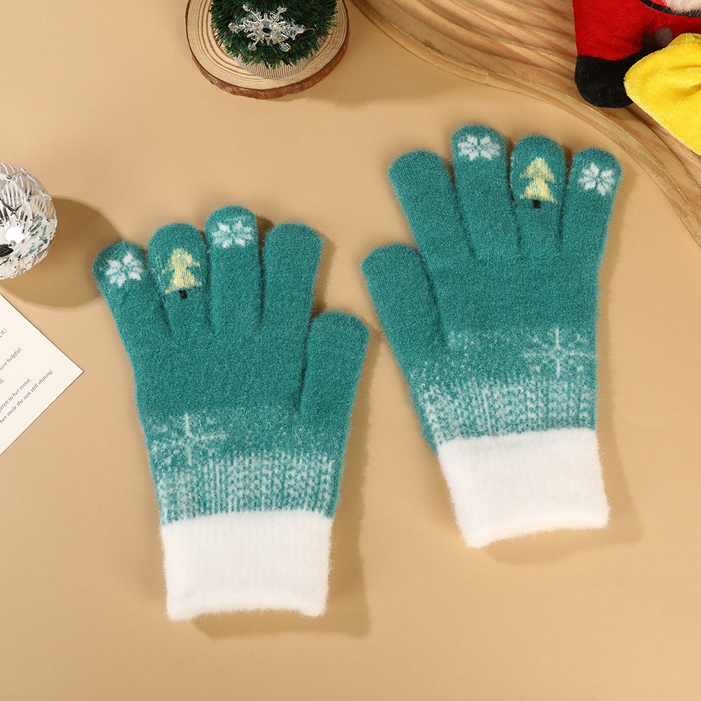 Cross-border snowflake Christmas gloves are warm and cute for women in autumn and winter. The five-finger touch screen keeps your hands warm while cycling in winter pic 6