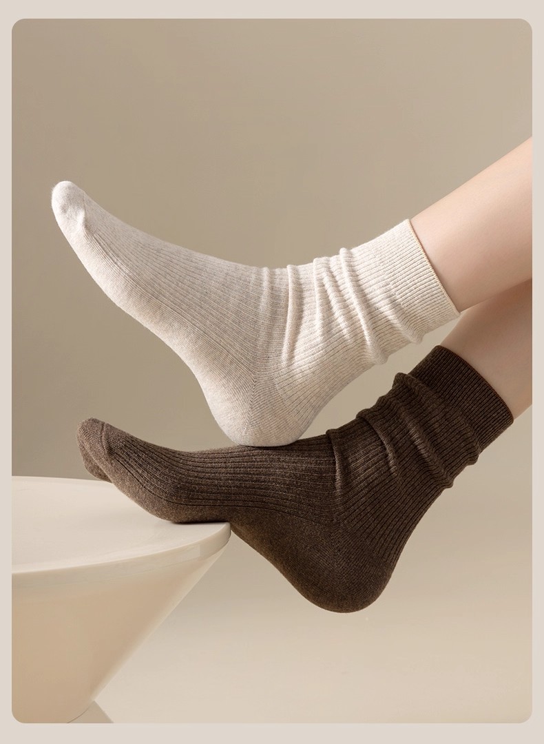 袜子女双针细条中筒袜吸汗薄款透气女袜秋季黑白袜乐福鞋女士棉袜详情12
