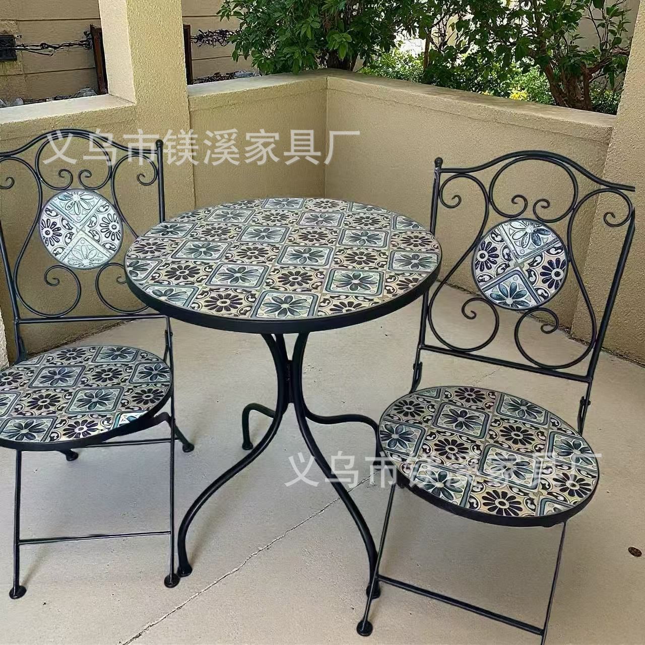 户外家具复古铁艺马赛克休闲吧奶茶店咖啡厅餐桌椅子欧式铁艺桌椅详情4