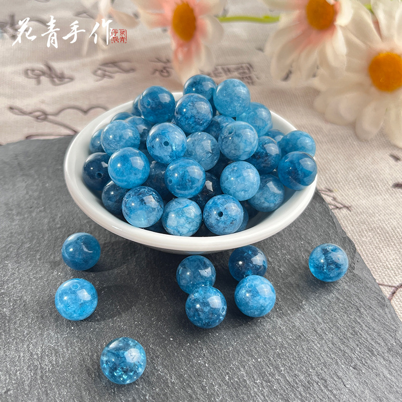 6-10mm莫奈花园蓝色水晶散珠diy原创水晶手串礼物闺蜜朋友手链详情4