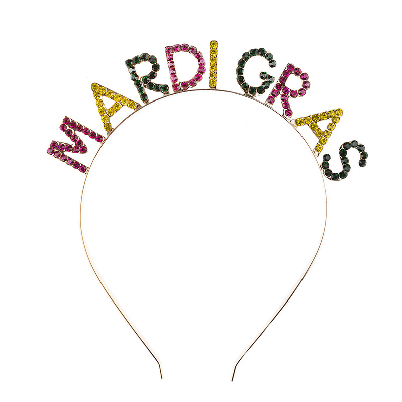 New cross-border carnival MARDIGRAS water diamond letter headband from Europe and America, Fat Beauty Tuesday headband pic 6