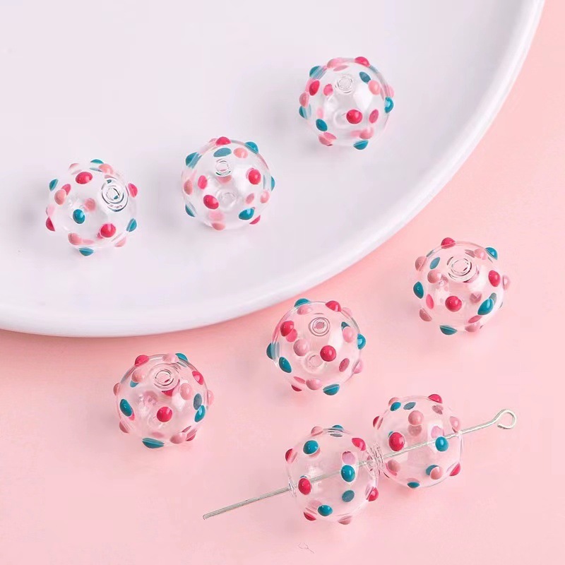 琉璃珠空心滴油波点爱心 波浪纹玻璃空心球串珠DIY手工耳饰品配件详情5
