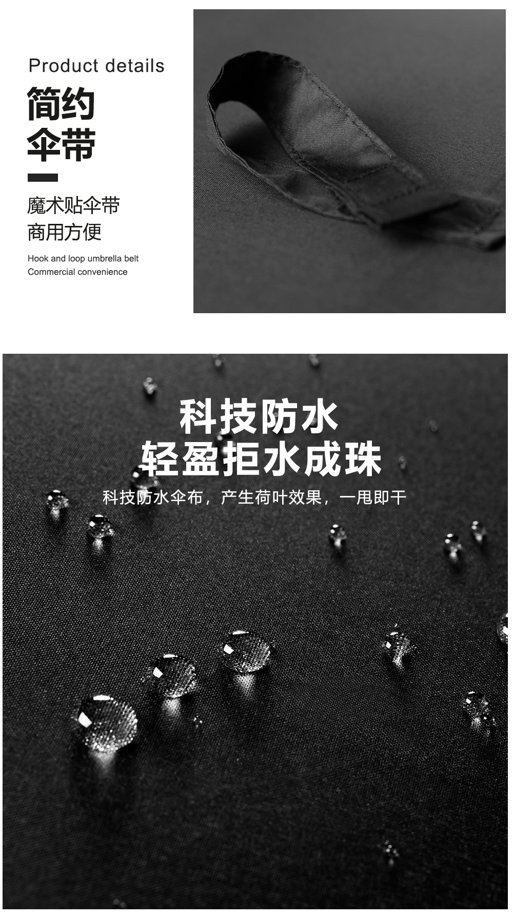 65cm25寸12骨黑色商务伞现货广告印刷logo晴雨伞批发大伞面纤维骨详情8