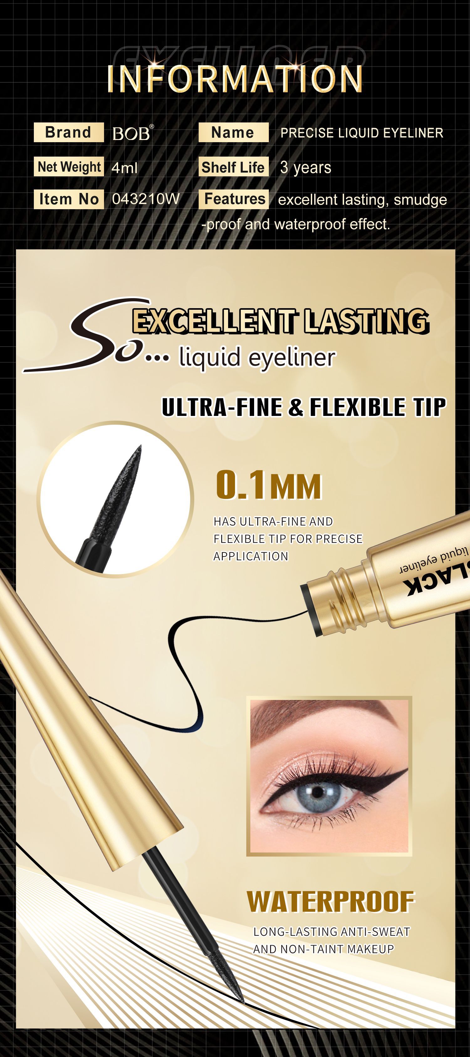 The cross-border BOB eyeliner pen has a matte finish and does not smudge pic 7
