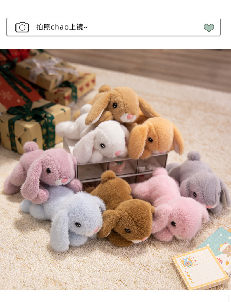 Super cute simulation ear-hanging Xiangxiang Rabbit plush toy, birthday gift for girls, office healing palm treasure, cross-border wholesale pic 17