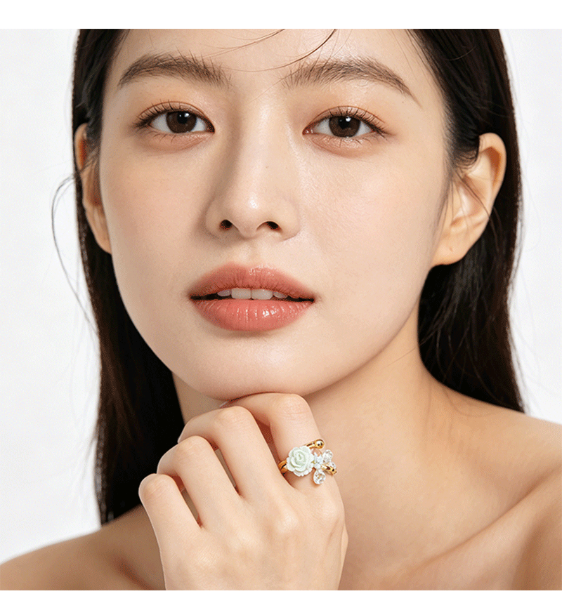 Forest-themed spring/Summer thin camellia open ring, a niche design with a sense of high-end luxury, a new 2026 ring pic 7