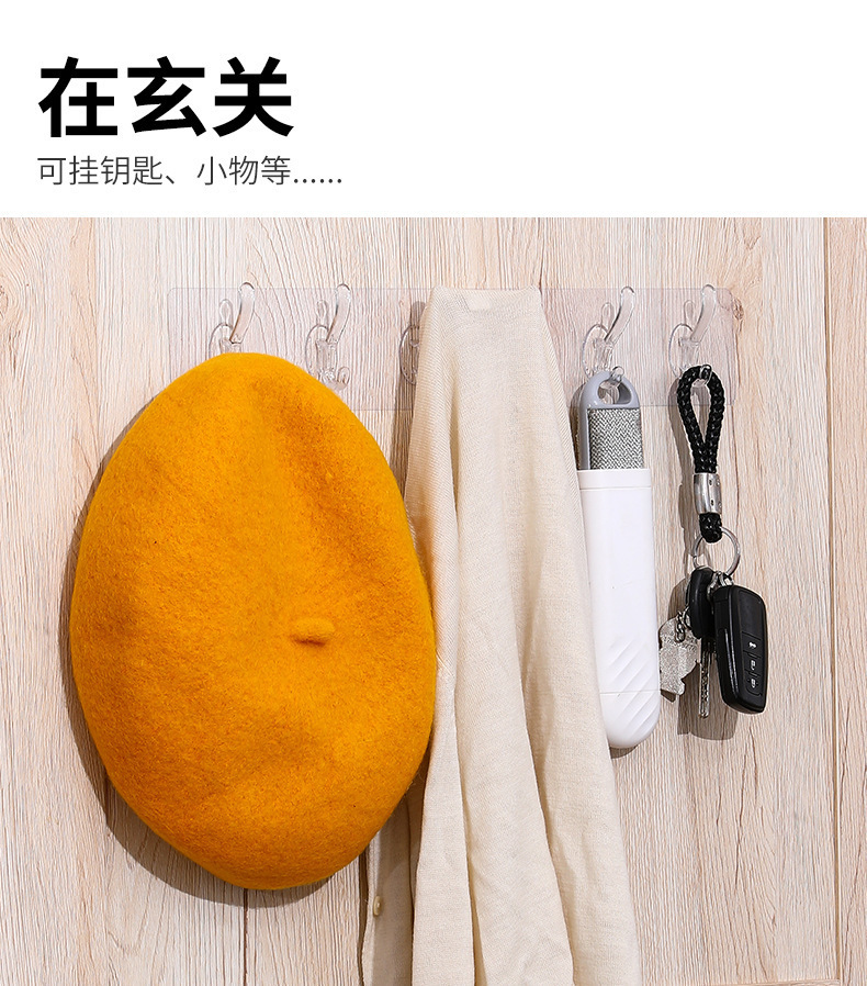 Transparent six-row hooks, no need for drilling, no trace, 5-row and 6-row adhesive hooks, wall-mounted door rear row hooks pic 11