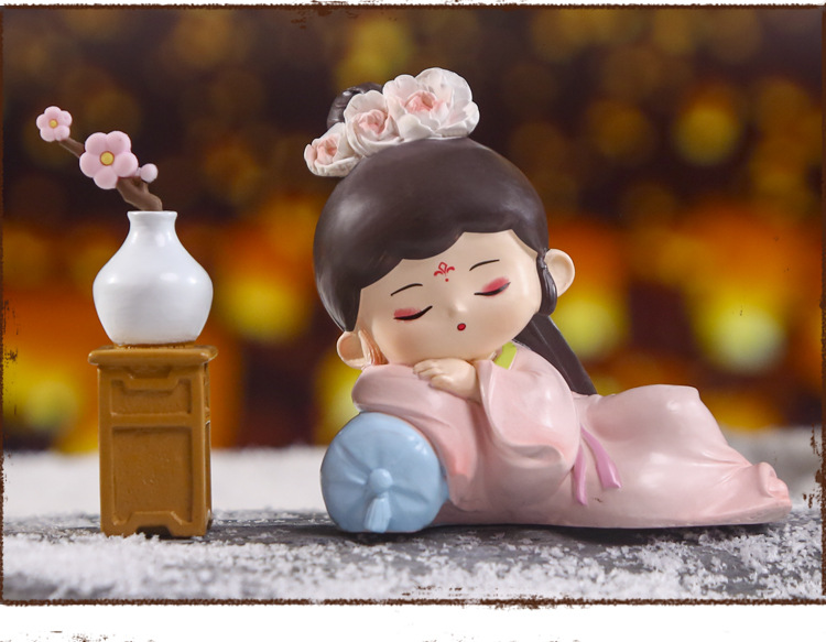 中式国色长歌摆件 四季有时设计桌面树脂工艺品创意萌趣摆件批发详情13