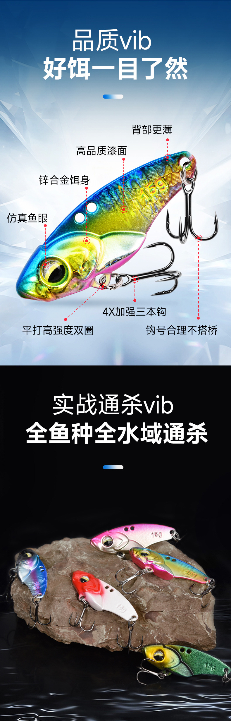 vib fake bait, thin-backed lure rattlesnake, iron plate long-range casting Special fishing bait and fishing gear, beginner fishing set wholesale bait pic 8