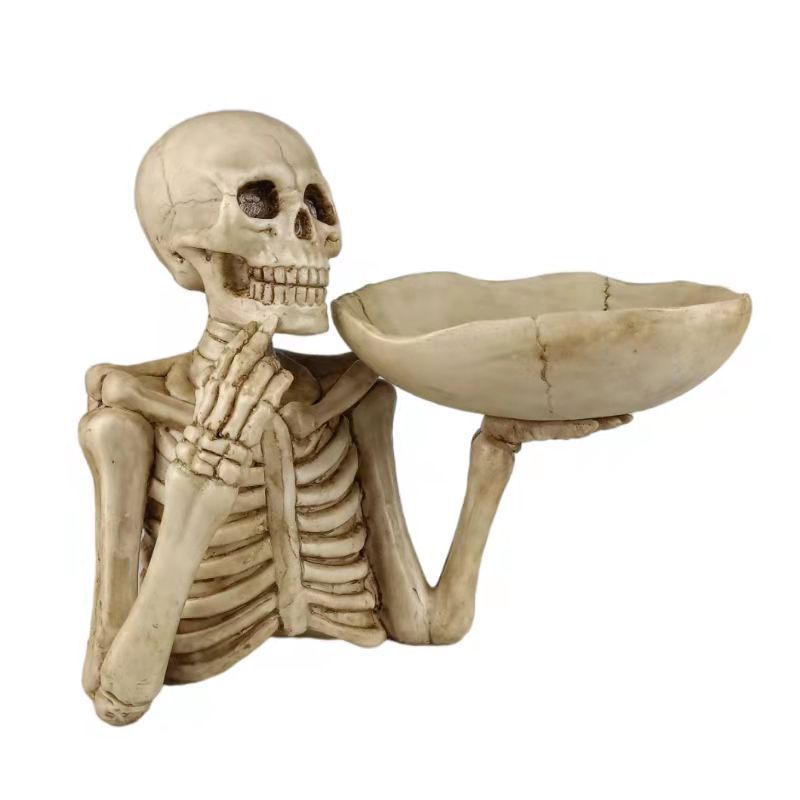 Cross-border best-selling skull-decorated, personalized punk-style resin handicrafts, home key storage trays, entrance foyer ornaments pic 11