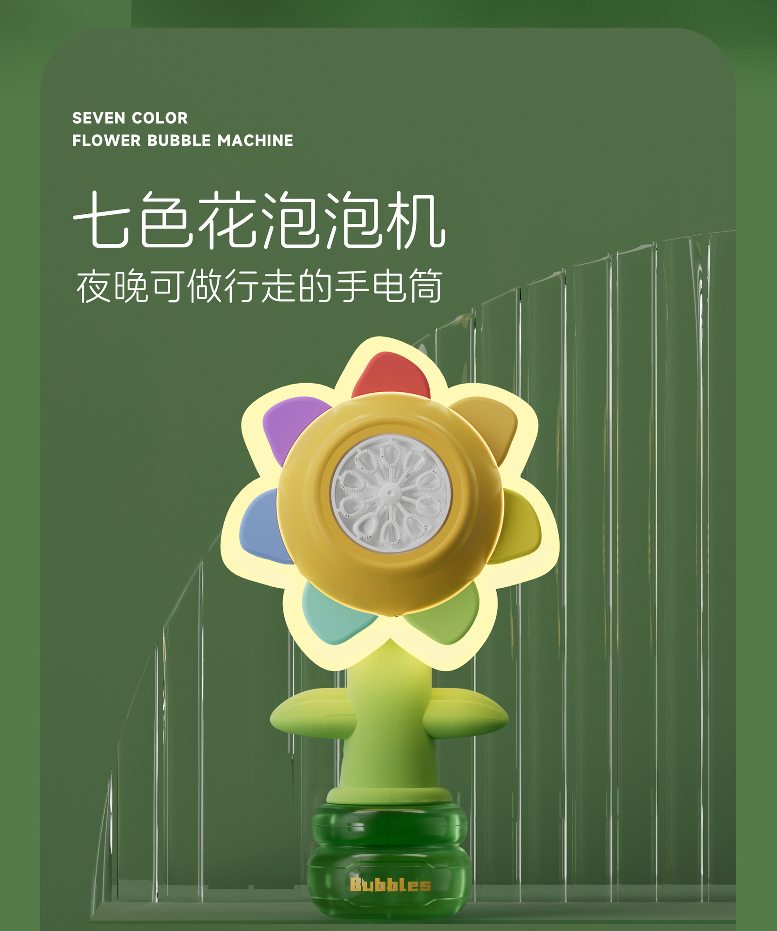 抖音爆款网红遥控向日葵泡泡机太阳七色花车载汽车尾部泡泡机玩具详情6