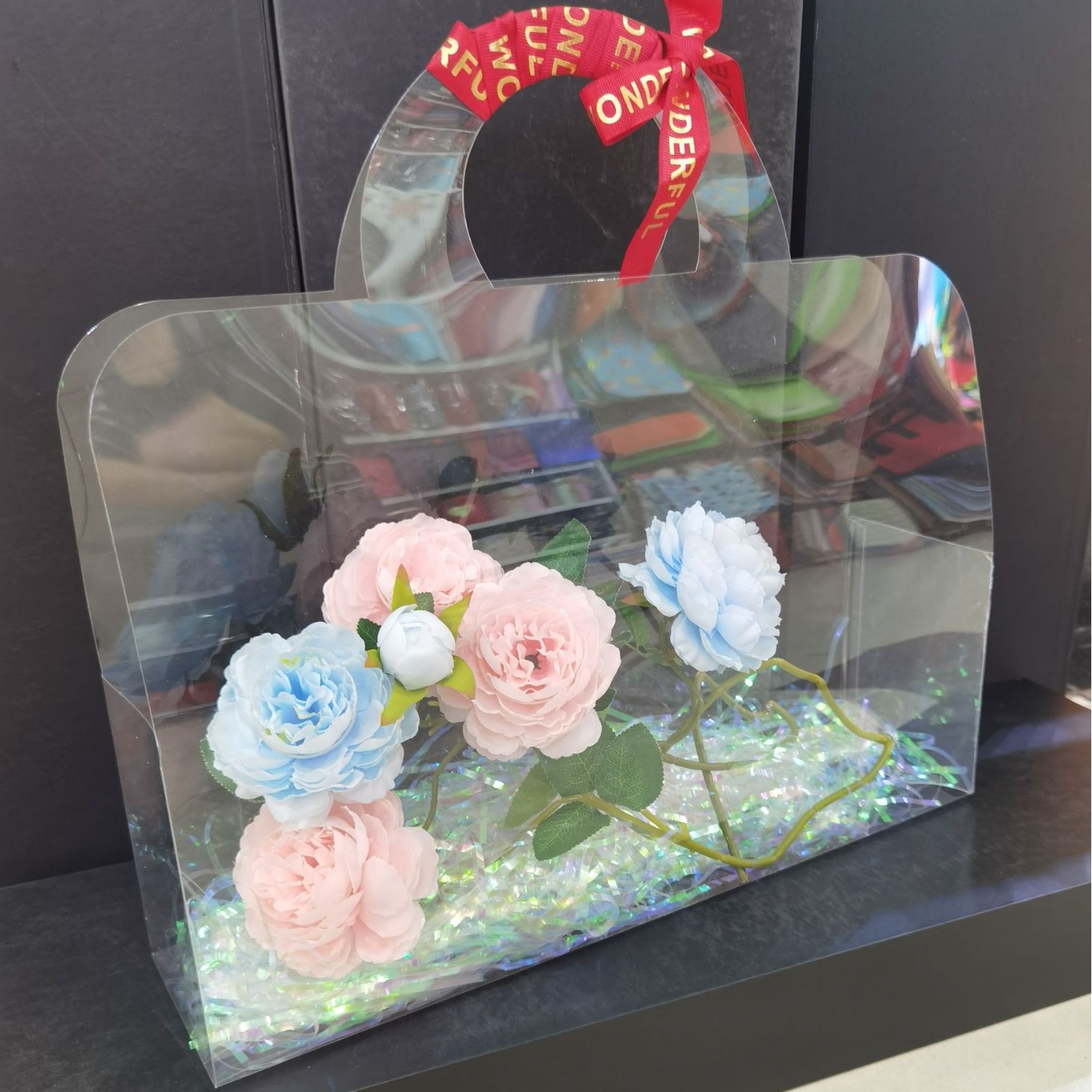 鲜花手提袋高清透明 花束礼品袋 伴手礼花盒 鲜花包装花束手提袋 精美花盒礼品袋详情3