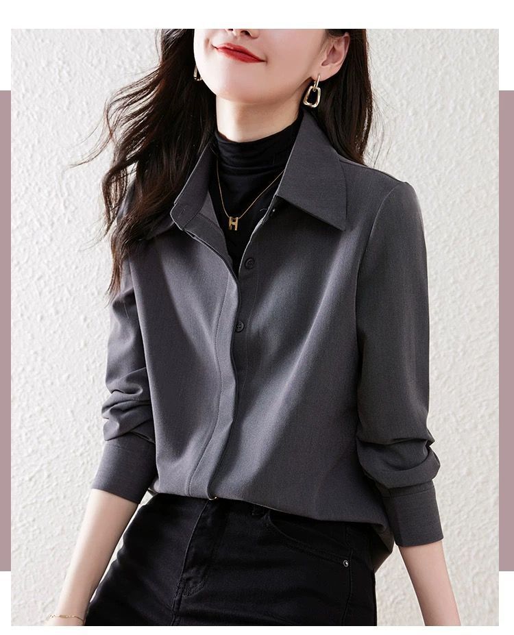 This is a new retro Hong Kong-style high-quality shirt with a thick long-sleeved design and a unique style for women in the autumn and winter of 2025 pic 10