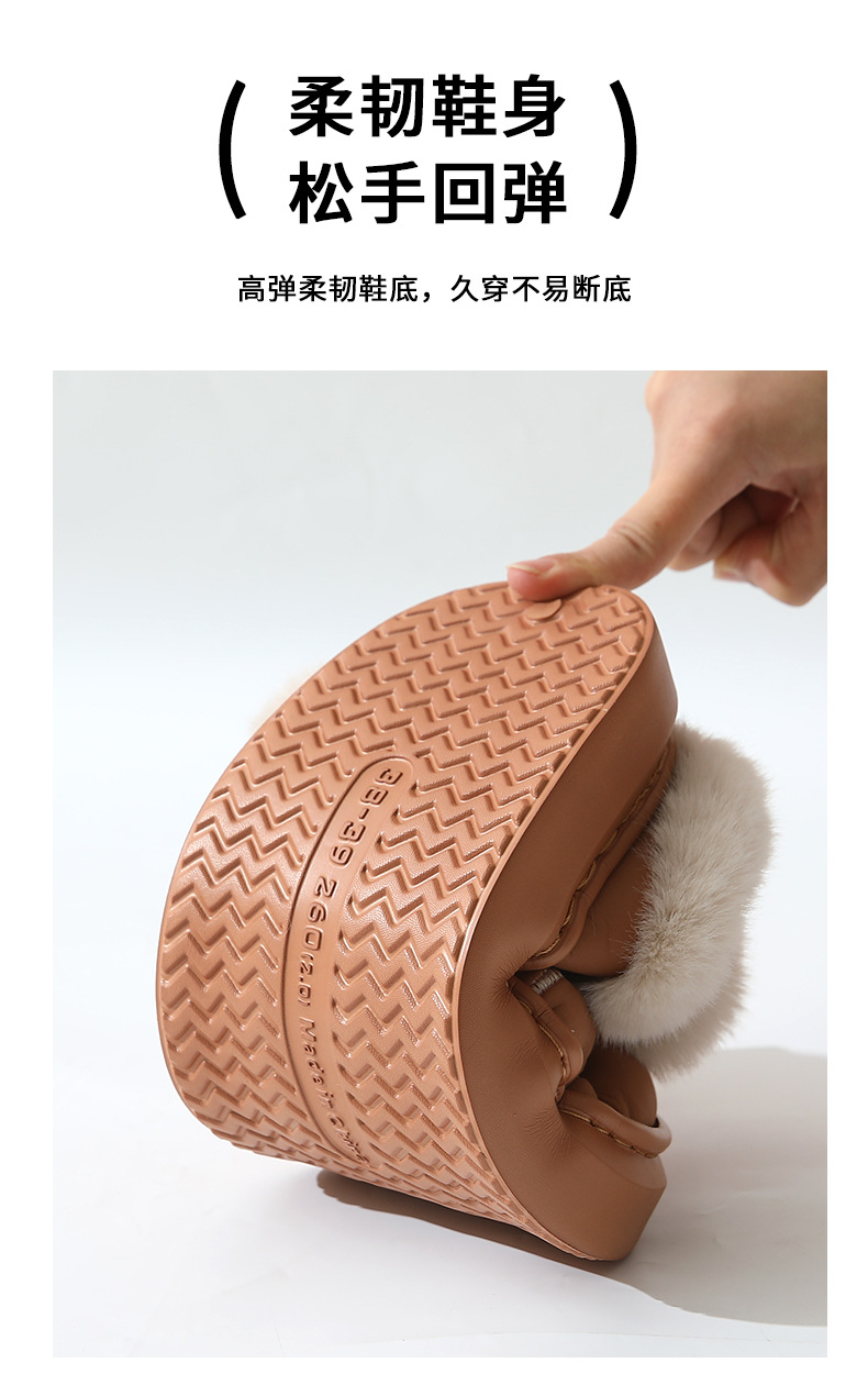 包跟棉鞋女士防水PU皮棉鞋蝴蝶结可爱毛毛拖鞋居家拖鞋EVA松弛感详情7