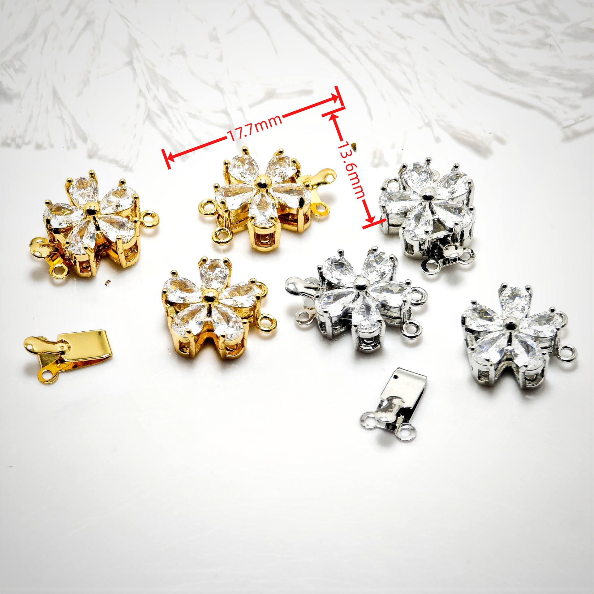 High color retention, real gold plating, double hanging, zirconium pearl buckle, pin, buckle necklace, connecting buckle head, DIY jewelry bracelet pic 8