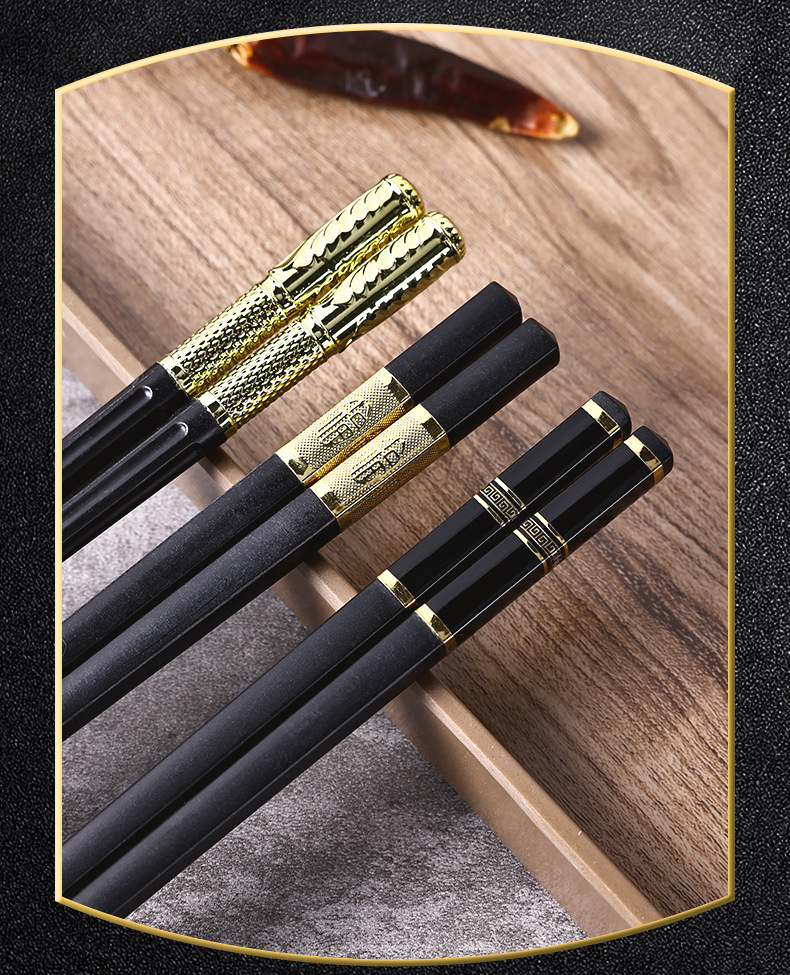 Black high-temperature resistant alloy anti-slip new household chopsticks, commercial and hotel non-fading chopsticks wholesale pic 6