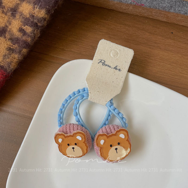 pom.kr cartoon matching hair band Korean version childlike fun kt High elasticity children's ponytail elastic hair band Cute rubber band girls Pom.kr colorful cute style hair band: Kitty/Bear / pic 12
