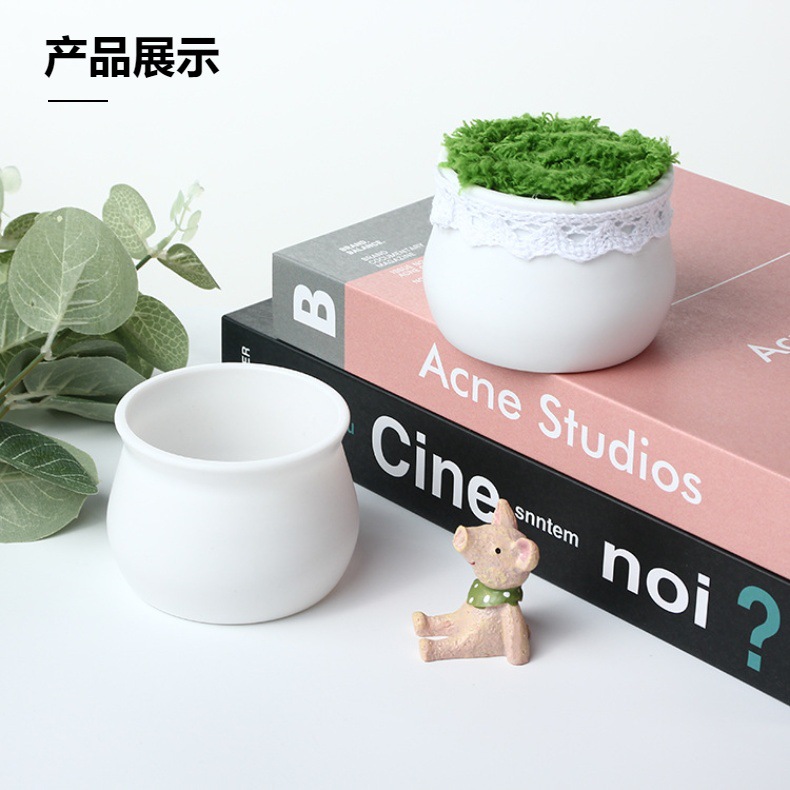 工厂直销塑料花盆简约圆形盆景防摔迷你花盆毛线扭扭棒仿真小花盆详情5