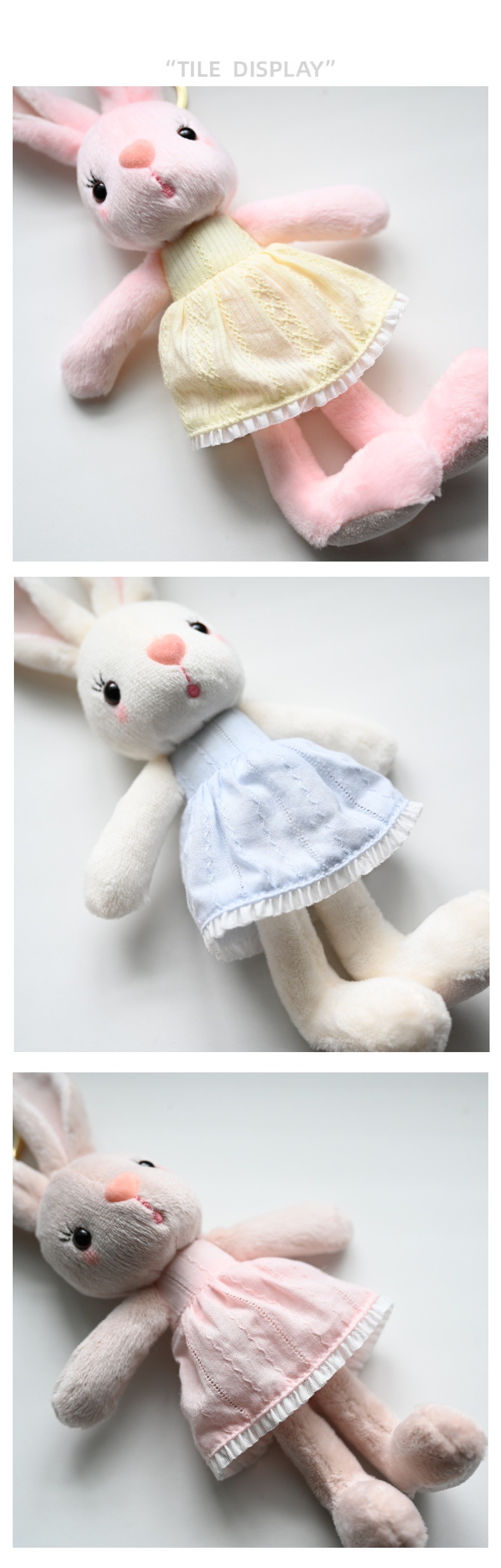 Cute and adorable dress, heart-shaped rabbit pendant, plush toy doll, cartoon bag, hanging ornament, keychain, stuffed doll pic 8