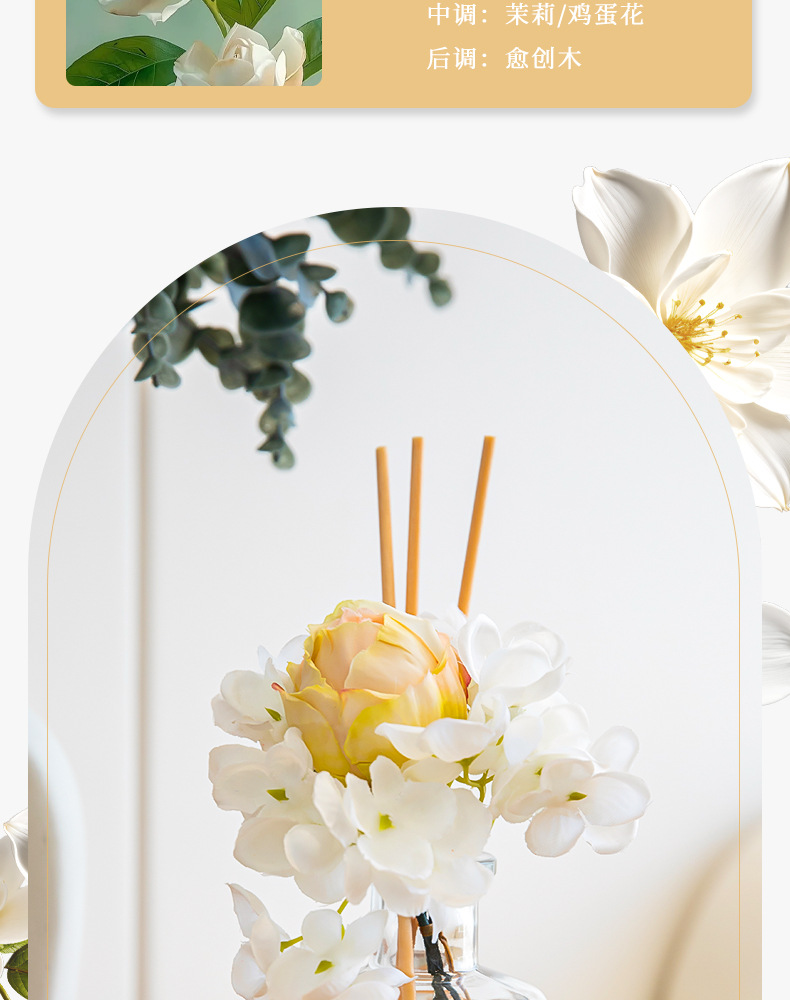 栀子花香薰精油家用伴手礼室内持久无火香薰便携卧室香氛卫生间详情9