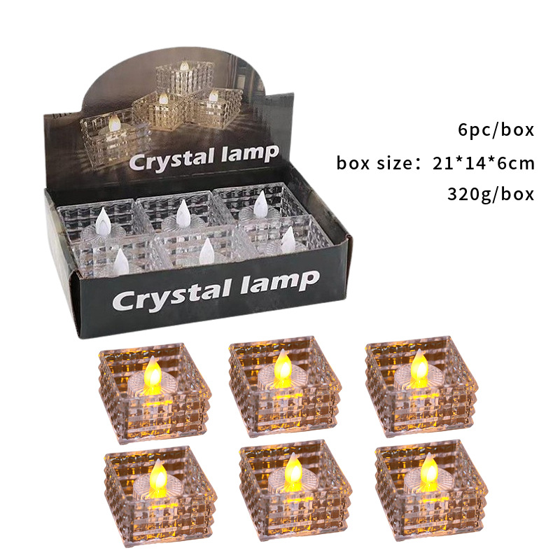 新款方形LED亚克力水晶蜡烛灯圣诞电子蜡烛氛围灯小夜灯桌面摆件详情11